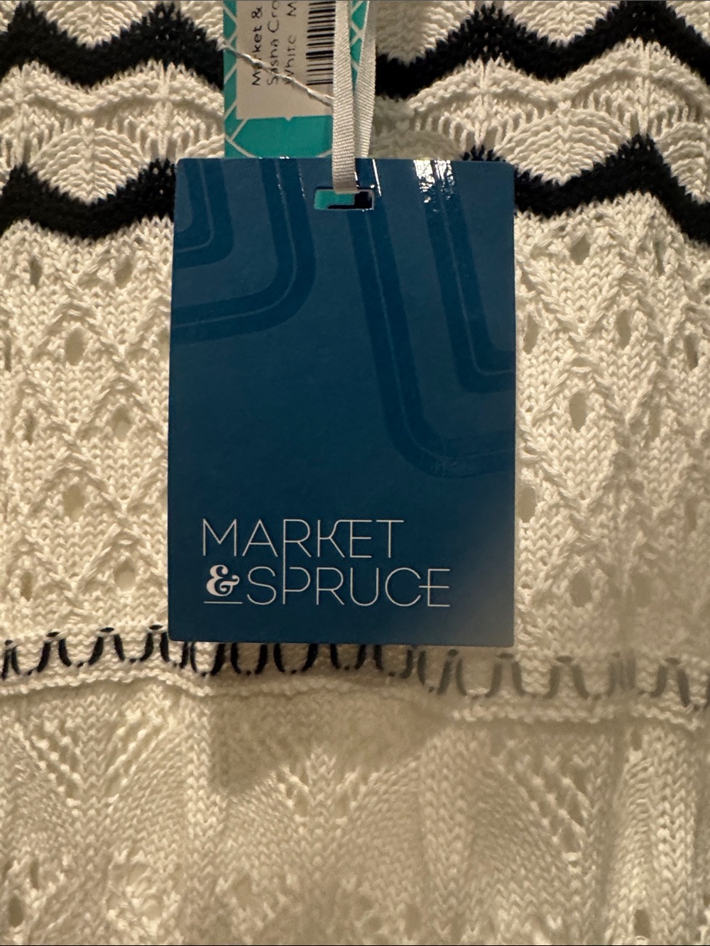 Market & Spruce White Crochet Maxi Dress with Black Trim - Picture 4 of 4